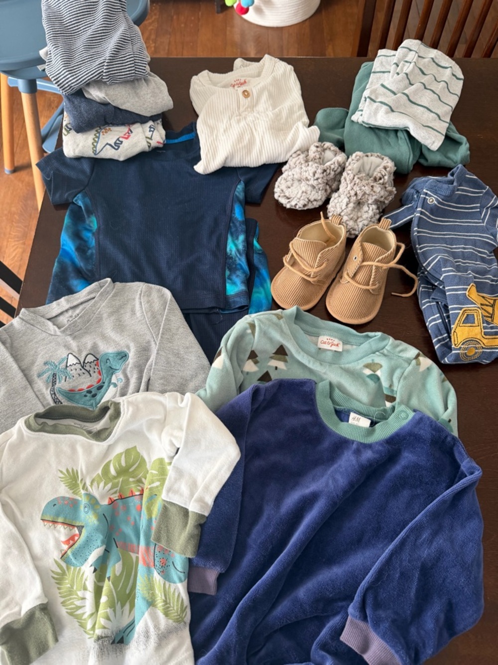 12 month Baby boy  Clothing Bundle - Blue, Green, Gray, Navy